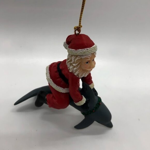 Santa Claus Riding Dolphin Ornament - Picture 2 of 7
